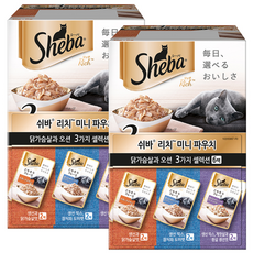쉬바 1세 이상 고양이 리치 미니 주식파우치 3가지 세트, 닭가슴살+오션, 35g, 12개
