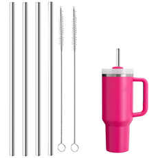 WAP 스탠리 스타벅스 텀블러 887ml 호환 30cm 스테인리스 빨대 세척솔 세트, 1개