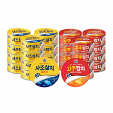 사조 안심따개 고추참치 4p + 살코기참치 4p, 100g, 24개