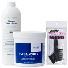 EMSIBETH COSMETICS 伊必詩 Ultra White 9 Tony漂髮粉 500g+氧化劑 1000g 隨機出貨+染髮工具5件組, 1L, 1組