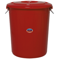 KSY 다용도 플라스틱 원형 만능용기 75L + 뚜껑 세트, 레드