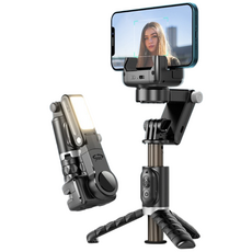 Aiiyya 카메라 스마트폰 삼각대 올인원 360도 자동회전 추적 짐벌 스태빌라이저 셀카봉 리모컨 세트, +LED 뷰티 보광등+인물추적, 1개, 블랙