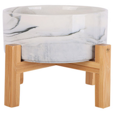 딩동펫 반려동물 모던 앤 마블 세라믹 식기 2단 1구 고급형 S, 마블 그레이, 1개