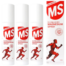 뿌리는 MS 마그네슘 스프레이 마그네슘 함량 스포츠 스프레이, 120ml, 3개