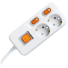 현대일렉트릭 접지 메인 개별스위치 2구 멀티탭 전선형, 3m, 1개