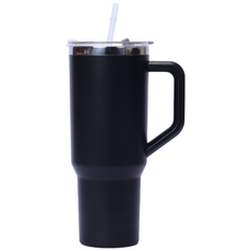 수수리빙 대용량 스텐 텀블러 손잡이 보냉병 1.18리터+빨대포함 집들이선물, 1개, 1.18L, 블랙