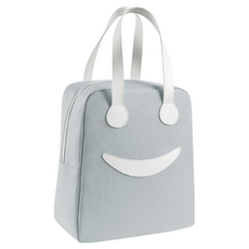 허블리 해피 스마일 피크닉 보냉가방 도시락 보온 방수 런치백, 그레이