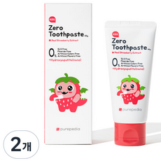 키즈 제로치약 아기 유아 돌 주니어 어린이 무불소 딸기향 올인원 불소없는 나노하이드록시아파타이트 치약, 60g, 2개