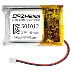 리튬폴리머 배터리 충전지 501012 3.7V 45mAh, 1개, 1개입