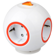 Wonplug 4孔球形延長插座 CMS04-2.0W 橘色, 1.5m, 1個