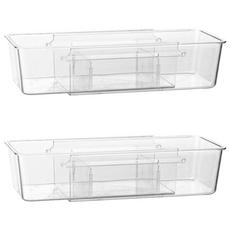 풀라이프 1+1 투명 길이조절 칸막이 정리함, 소형 1+1