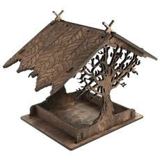 木製戶外鳥籠, 棕色, 1個