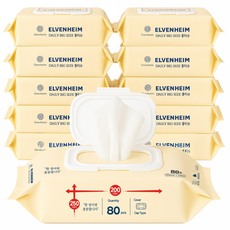엘븐헤임 빅사이즈 물티슈 베이직 캡형 물티슈, 10개, 80매, 60g
