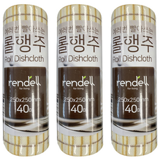 rendell 捲筒式格紋乾濕兩用清潔紙巾, 40張, 3個