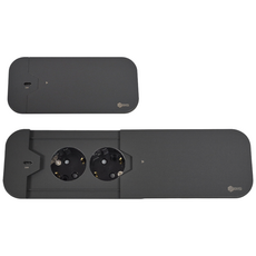 BIS 씬슬라이딩 콘센트 2구 블랙 빌트인 매립형 USB C타입 고속충전 사무실 회의실 책상 BIS-102TS, 1개