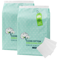 메디플라워 클린 코튼 엠보싱 화장솜 대용량 메가팩 1000매 화장솜대용량 클린솜대용량, 2개, 1000매입