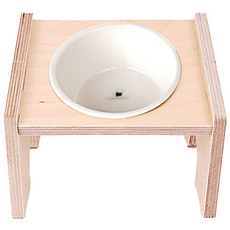 GATOBLANCO 寵物斜口餐桌 1口 + 陶瓷碗 大型食碗, 木色, 1套