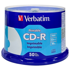 버바팀 CD-R 50P 프린터블 700MB 52배속 50장 공디스크, [케익통/50매], 1개 [케익통/50매], 1개