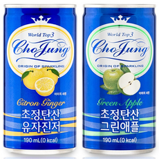 초정탄산 그린애플 유자진저 각 30캔, 60개, 190ml