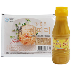 해물총각 해파리1kg 무염(실량900g) 양념 냉채 한식, 1개, 무염 해파리 1kg+해파리양념180g