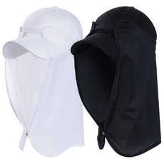 UV차단 스냅단추형 탈부착 쿨링 캡썬가드 모자햇볕자외선가리개 골프등산낚시, 블랙