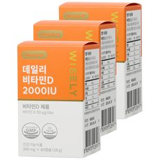 와이즐리 데일리 비타민D 2000IU, 3개, 60정