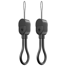 초경량 키링 미니 2.0지원 65W 초고속 충전 데이터 보조배터리 케이블 1+1, 1세트, 블랙+블랙, 17cm