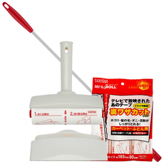 [미세스롤] 테이프크리너 고급알뜰세트(고급핸디본체(리필1개 내장)+롱그립봉+이지컷팅리필1팩(3개입)_리필 총 4개입), 1세트