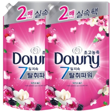 다우니 고농축 섬유유연제 7일 탈취파워 목련과 베리 리필, 1.6L, 2개