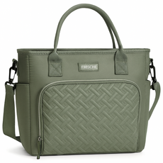 라스포스 고급스러운 토트 숄더 겸용 보온 보냉백, 소프트 올리브, 1개