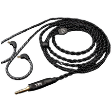 TRN 0.78 2핀 이어폰 케이블 호환 6코어 커스텀 심갓 trn tfz kz zst zsr 선 커스텀 줄 단선 이어폰 교체 교체용 호환, 블랙, 마이크 및 컨트롤러 있음