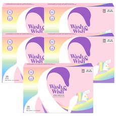 워시앤위시 이염방지시트 25매 세탁티슈 흰옷빨래 컬러캐쳐, 5박스