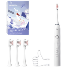 JLS 최신형 스마트 음파 전동칫솔 본체+휴대케이스+칫솔모 4개 200일 사용시간, T6, 화이트, 1개