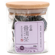 玻璃罐裝雲南普洱茶塊 S號 百合款, 64g, 1罐, 1罐