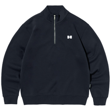 로켓그로스_H 로고 하프 집업 소프트 기모 스웨트 셔츠 네이비