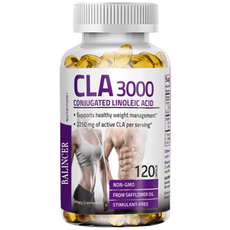 CLA 3000 초고효능 건강한 체중 관리 지원 지방 연소 식욕 자극 근육 및 근육 탄력 강화 리놀레산 결합 비자극성, 3병, 120정, 3개