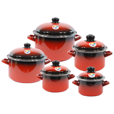 독일 elo 이엘오 빨간 법랑 깊은형 냄비 5종세트, 이엘오 빨간 법랑 냄비 5종세트, 빨간색