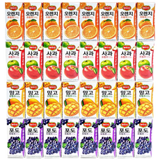 [안녕골목마켓] 델몬트 드링크 망고8개 사과8개 포도8개 오렌지8개 총32개 *안전포장*, 드링크 4종 혼합 32팩, 190ml, 32개