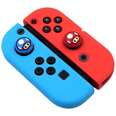 [세트구성] 닌텐도 스위치 조이콘 실리콘 커버 스틱커버 케이스 OLED, 블루/레드, 1개, 스위치,OLED