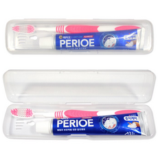 페리오 엘지 치약 칫솔 세트 휴대용 여행 양치 케이스, 4개, 50ml