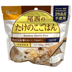 Onisi 尾西食品乾燥飯 竹筍風味飯 即食米飯 方便攜帶 登山露營適用, 100g, 1包