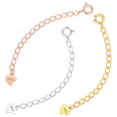 목걸이 연장 체인 925실버 길이늘림 보조체인 팔찌 발찌, 1개, 하트참 골드5.5CM