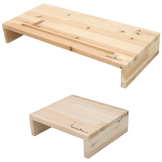 우드밀리 원목 모니터 받침대 1단 듀얼 세트 듀얼모니터받침대, 보조1단+베이직1단 세트