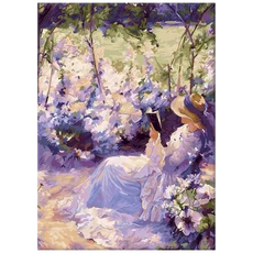 luntim DIY 명화그리기 유화 그림 그리기 선물 아크릴화 30x40 명화인물 힐링 풍경화, 1개, 라일락 오후