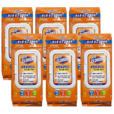 유한락스 세정살균티슈 오렌지 퓨전 60p, 6개