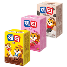 제티 초코 20입 + 딸기 20입 + 쿠키앤초코 20입 3종1세트, 3개, 20개입, 17g