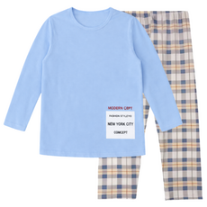 바디스윗 주니어 소프트 체크 파자마 상하의 세트