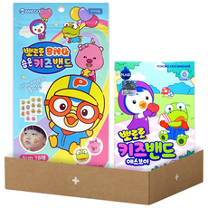 밴드골드 뽀로로 BNG 습윤 키즈밴드 18매입 + 플레이드 뽀로로 키즈밴드 혼합형 16매입 어린이캐릭터밴드, 1세트, 2개입