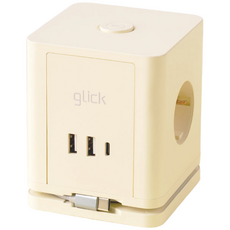 지클럭커 멀티마스터 롤플러스 큐브 3구 고용량 4000W C타입 USB 멀티탭 LP706PD, 1개, 큐브형 3구 크림베이지, 1.5m