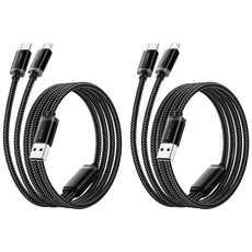 Essager 2in1 A to C타입/마이크로5핀 멀티 고속충전 케이블, 2개, 블랙, 1.2m